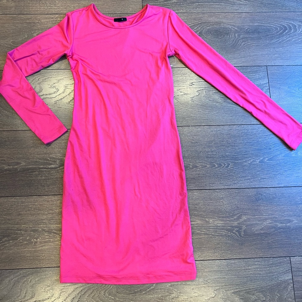 Hot pink long sleeve dress